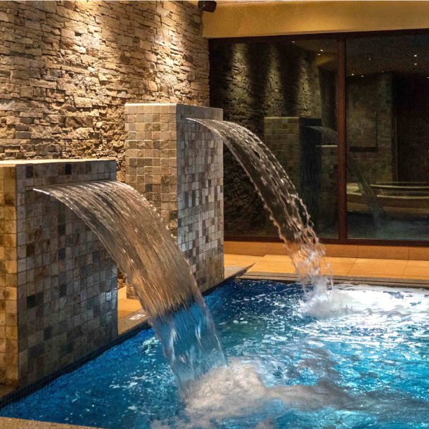 Vista de las fuentes del Spa del Hotel Rural Los Nogales