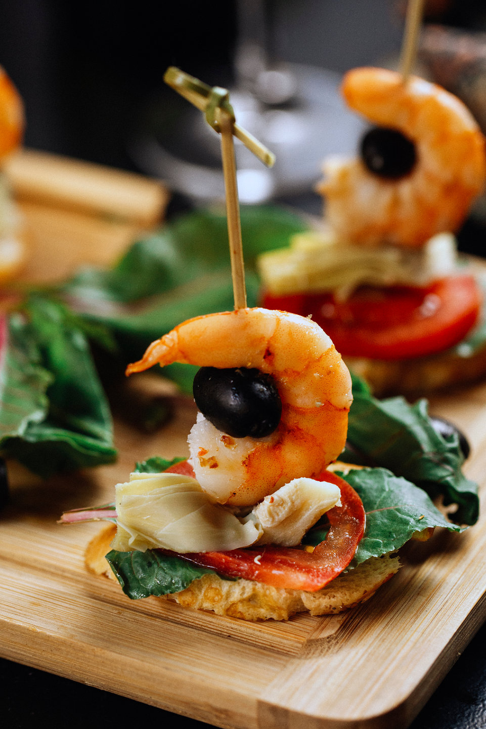 Tapa de pincho de Gambas del Hotel Rural Los Nogales